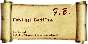 Fabinyi Beáta névjegykártya